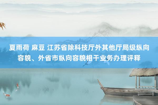 夏雨荷 麻豆 江苏省除科技厅外其他厅局级纵向容貌、外省市纵向容貌相干业务办理评释