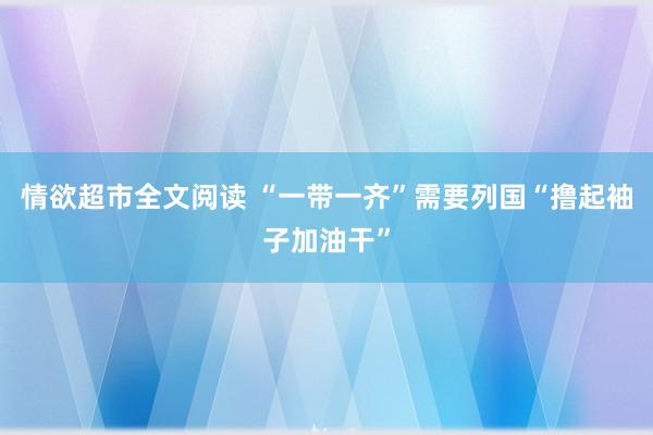 情欲超市全文阅读 “一带一齐”需要列国“撸起袖子加油干”